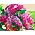 Картина раскраска по  номерам на холсте - 35*45см Rosa Premium N00013291 Сирень в корзине