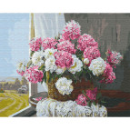 Картина раскраска по номерам на холсте - 40*50см Никитошка GX29430 Букет пионов у окна