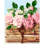Картина раскраска по  номерам на холсте - 35*45см Rosa Premium N00013433 Розы на книге