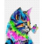 Картина раскраска по  номерам на холсте - 40*50см Никитошка GX28359 Кот и бабочка
