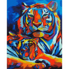 Картина раскраска по номерам на холсте - 40*50см Никитошка GX33857 Тигриная семья