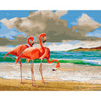 Картина раскраска по  номерам на холсте - 40*50см Никитошка GX29378 Три фламинго