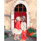 Картина раскраска по  номерам на холсте  - 40*50см Идейка КН2325 Первый поцелуй