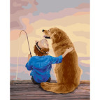 Картина раскраска по  номерам на холсте  - 40*50см Идейка КН2341 На рыбалке