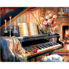 Картина раскраска по  номерам на холсте 40*50см Babylon VP124 new Музыкальный вечер у камина