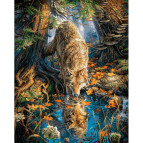 Картина раскраска по  номерам на холсте 40*50см Babylon VP930 Волк на водопое