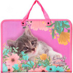 Папка-портфель 25,5*35см Class пластик на молнии 5631C Lovely Kitties
