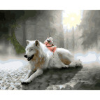 Картина раскраска по  номерам на холсте - 40*50см Никитошка GX28308 Белый Волк