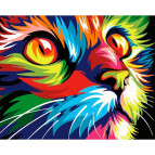 Картина раскраска по  номерам на холсте - 40*50см Никитошка GX28475 Радужная кошка