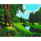 Картина раскраска по  номерам на холсте - 40*50см Никитошка GX28500 Лесная речка