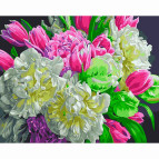 Картина раскраска по  номерам на холсте - 40*50см Никитошка GX24949 Бело-розовые пионы