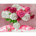 Картина раскраска по  номерам на холсте - 40*50см Никитошка GX25351 Розовый натюрморт с пионами