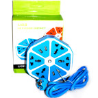 Удлинитель 1,8м (4 евро розетки, 4 USB порта, 250V) blue