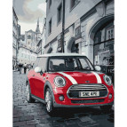 Картина раскраска по  номерам на холсте  - 40*50см Идейка КН3504 Mini Cooper