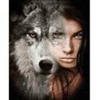 Картина раскраска по  номерам на холсте - 40*50см Никитошка GX37190 Волк и девушка