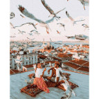 Картина раскраска по  номерам на холсте - 40*50см Никитошка GX37192 Свидание на крыше