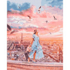 Картина раскраска по  номерам на холсте - 40*50см Никитошка GX37203 Прогулка над Парижем