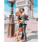 Картина раскраска по  номерам на холсте - 40*50см Никитошка GX37233 Влюбленные возле Триумфальной арки