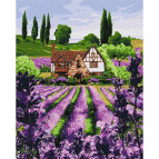 Картина раскраска по номерам на холсте - 40*50см Идейка КН2293 Лавандовый домик