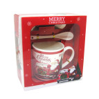 Набор Новогодний керамический Чашка 350мл, ложечка и блюдечко HK-1255