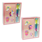 Блокнот 9,7*18см 80л. в коробке, Единорог с ручкой 9008