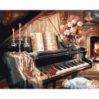 Картина раскраска по  номерам на холсте  - 40*50см Идейка КН2506 Музыкальный вечер у камина