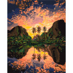 Картина раскраска по номерам на холсте - 40*50см Идейка КН2737 Багровая лагуна