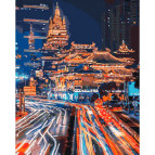 Картина раскраска по  номерам на холсте - 40*50см Идейка КН3543 Ночной Шанхай