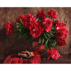 Картина раскраска по  номерам на холсте - 40*50см Никитошка GX21864 Букет алых пионов