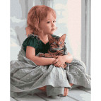 Картина раскраска по  номерам на холсте - 40*50см Никитошка GX28135 Обнимая кота