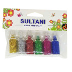 Блестки набор Sultani №11 6цв. по 2гр. в стеклянной колбе ST-9874