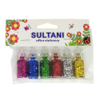 Блестки набор Sultani №12 6цв. по 2гр. в стеклянной колбе ST-9875