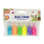 Блестки набор Sultani №13 6цв. по 2гр. в стеклянной колбе ST-9876