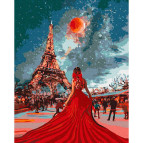 Картина раскраска по  номерам на холсте - 40*50см Никитошка ATG0003 Девушка в красном