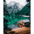 Картина раскраска по  номерам на холсте - 40*50см Никитошка GX38200 Домик на озере Брайес
