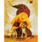 Картина раскраска по  номерам на холсте - 40*50см Никитошка GX27821 Ангелок с собачками