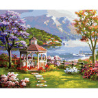 Картина раскраска по  номерам на холсте - 40*50см Никитошка GX37978 Беседка на берегу залива