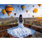 Картина раскраска по  номерам на холсте - 40*50см Никитошка GX37984 Принцесса и воздушные шары