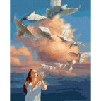 Картина раскраска по  номерам на холсте - 40*50см Никитошка GX39314 Бумажный голубь