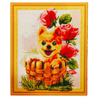 Алмазная живопись мозаика  по номерам на холсте 40*50см Лидер GC006 Щенок в корзинке