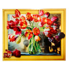 Алмазная живопись мозаика  по номерам на холсте 40*50см Лидер GC017 Тюльпаны в графине