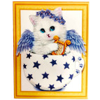 Алмазная живопись мозаика  по номерам на холсте 40*50см Лидер GC020 Кошечка в чашке