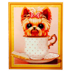 Алмазная живопись мозаика  по номерам на холсте 40*50см Лидер GC028 Щенок в чашке