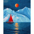 Картина раскраска по номерам на холсте - 40*50см Идейка КН2751 Красный парусник
