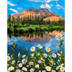 Картина раскраска по номерам на холсте - 40*50см Идейка КН2833 Горный пейзаж