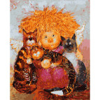 Картина раскраска по  номерам на холсте - 40*50см Никитошка GX3803 Кошки и солнечный ангел