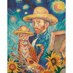 Картина раскраска по  номерам на холсте - 40*50см Никитошка GX27602 Кот с Ван Гогом
