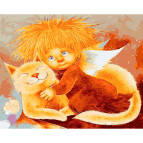 Картина раскраска по  номерам на холсте - 40*50см Никитошка GX29250 Кот с солнечным ангелом