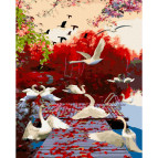 Картина раскраска по  номерам на холсте - 40*50см Никитошка GX40085 Миграция лебедей