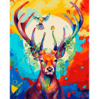 Картина раскраска по  номерам на холсте - 40*50см Никитошка GX40116 Радужный олень
